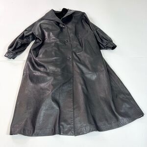 Unbranded Jacket Womens XL Black Long Leather Faux Fur Trench Coat